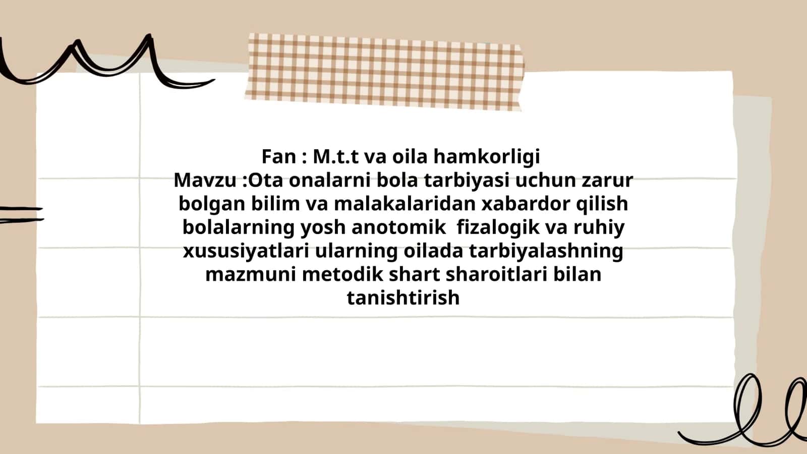 M.t.t va oila hamkorligi