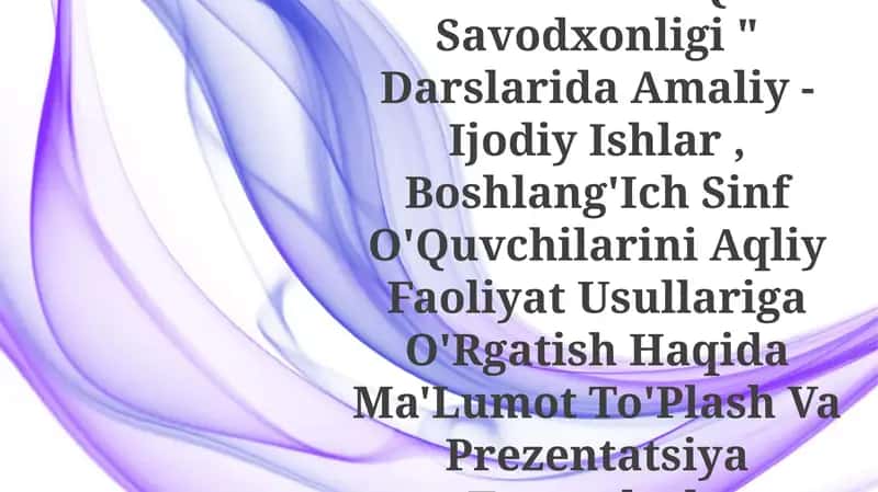 O'Quvchilarni Aqliy Faoliyat Usullariga O'Rgatishga Doir Topshiriqlar
