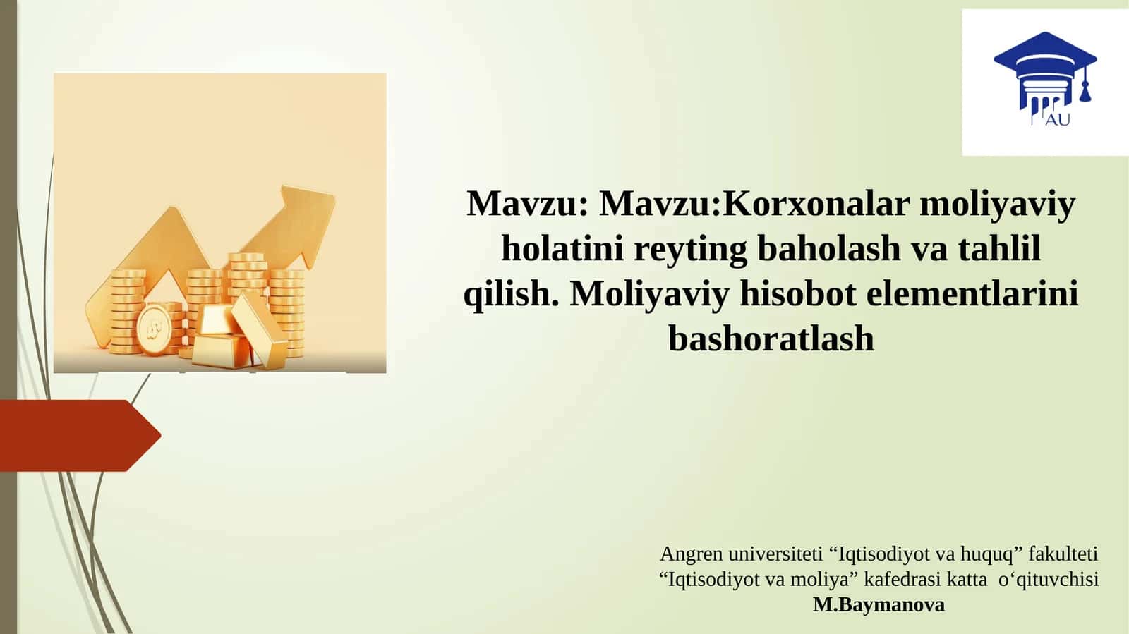 Korxonalar moliyaviy holatini reyting baholash va tahlil qilish
