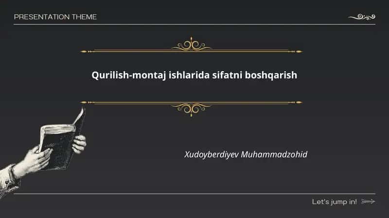 Qurilish-montaj ishlarida sifatni boshqarish