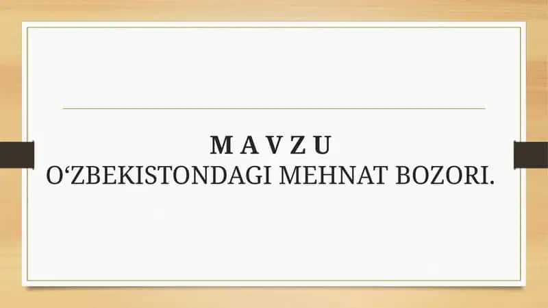 O‘zbekistondagi mehnat bozori