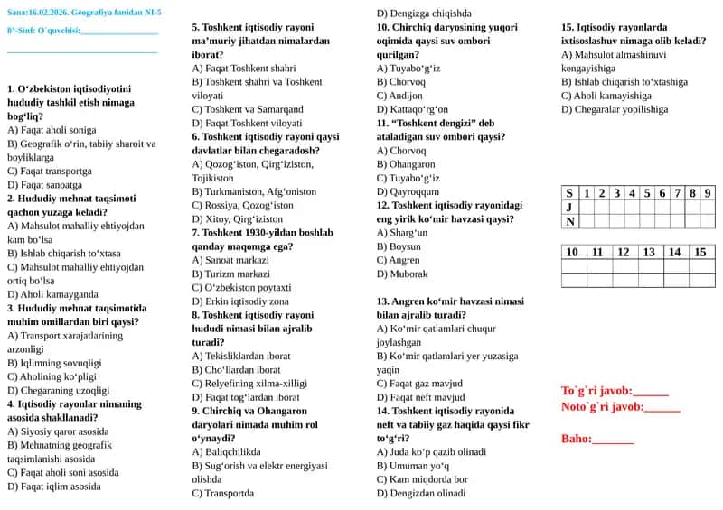 8-sing Geografiya fanidan Nazorat ishi-5