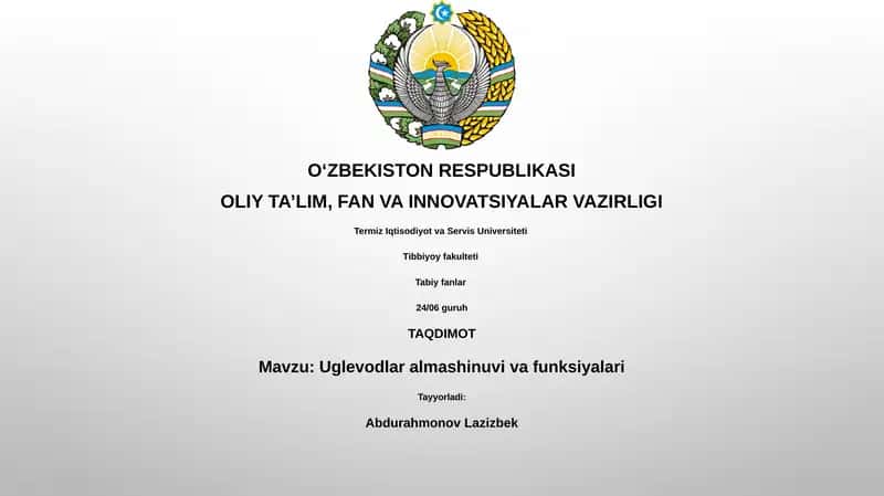 Uglevodlar almashinuvi va funksiyalari