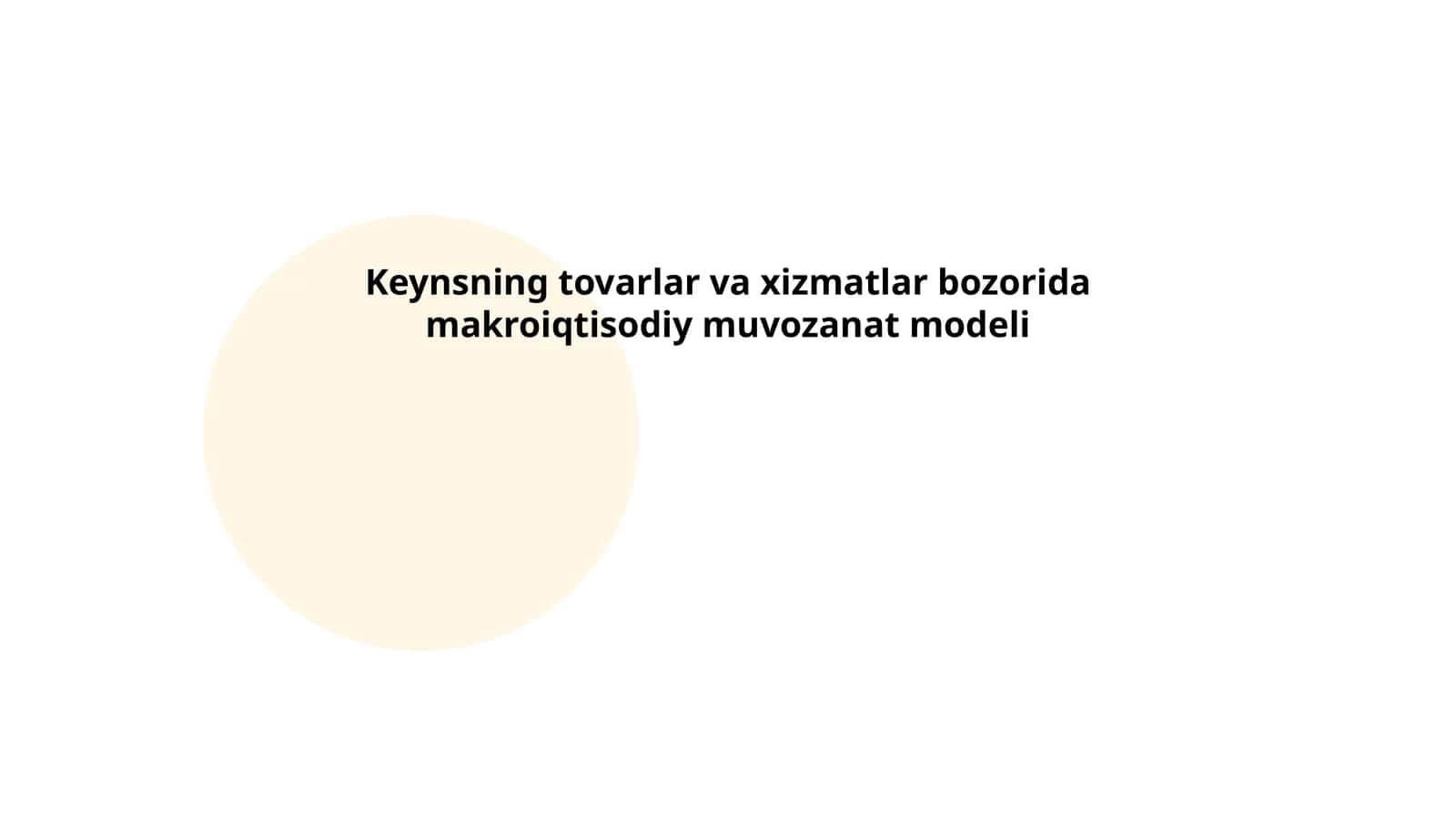 Keynesning tovarlar va xizmatlar bozorida makroiqtisodiy muvozanat modeli