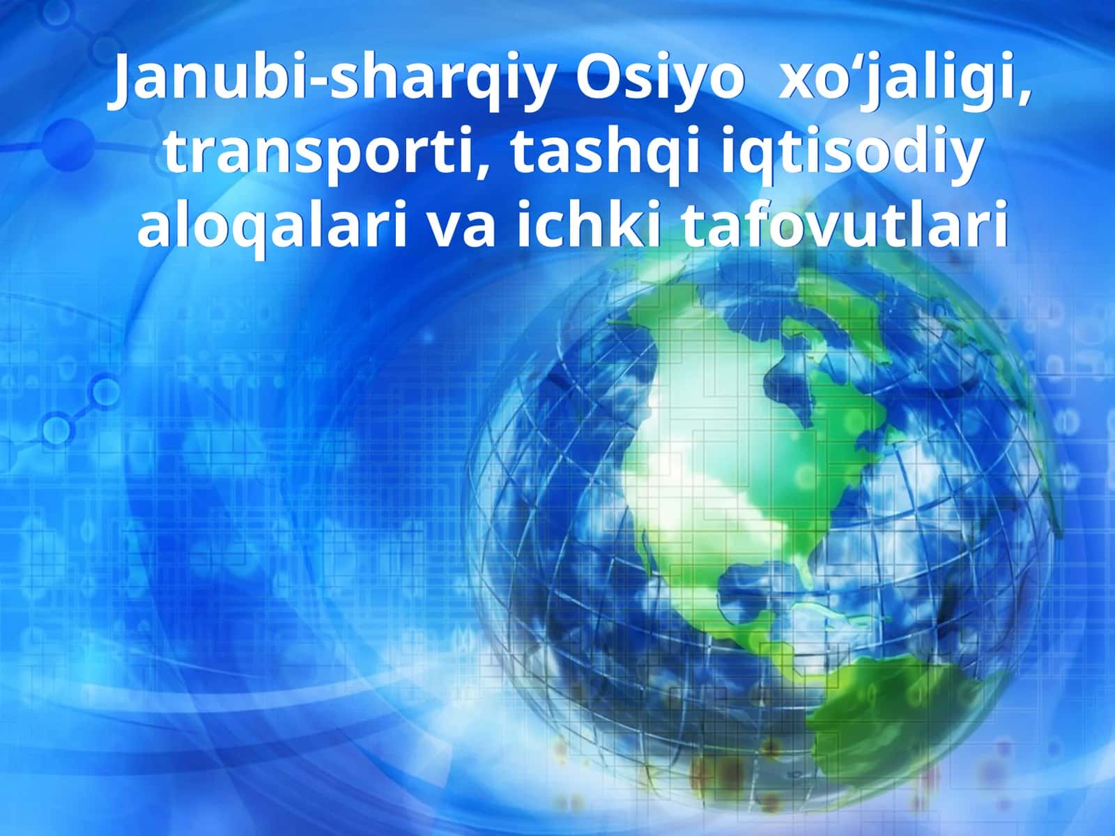 Janubi-sharqiy Osiyo  xo‘jaligi, transporti, tashqi iqtisodiy aloqalari va ichki tafovutlari