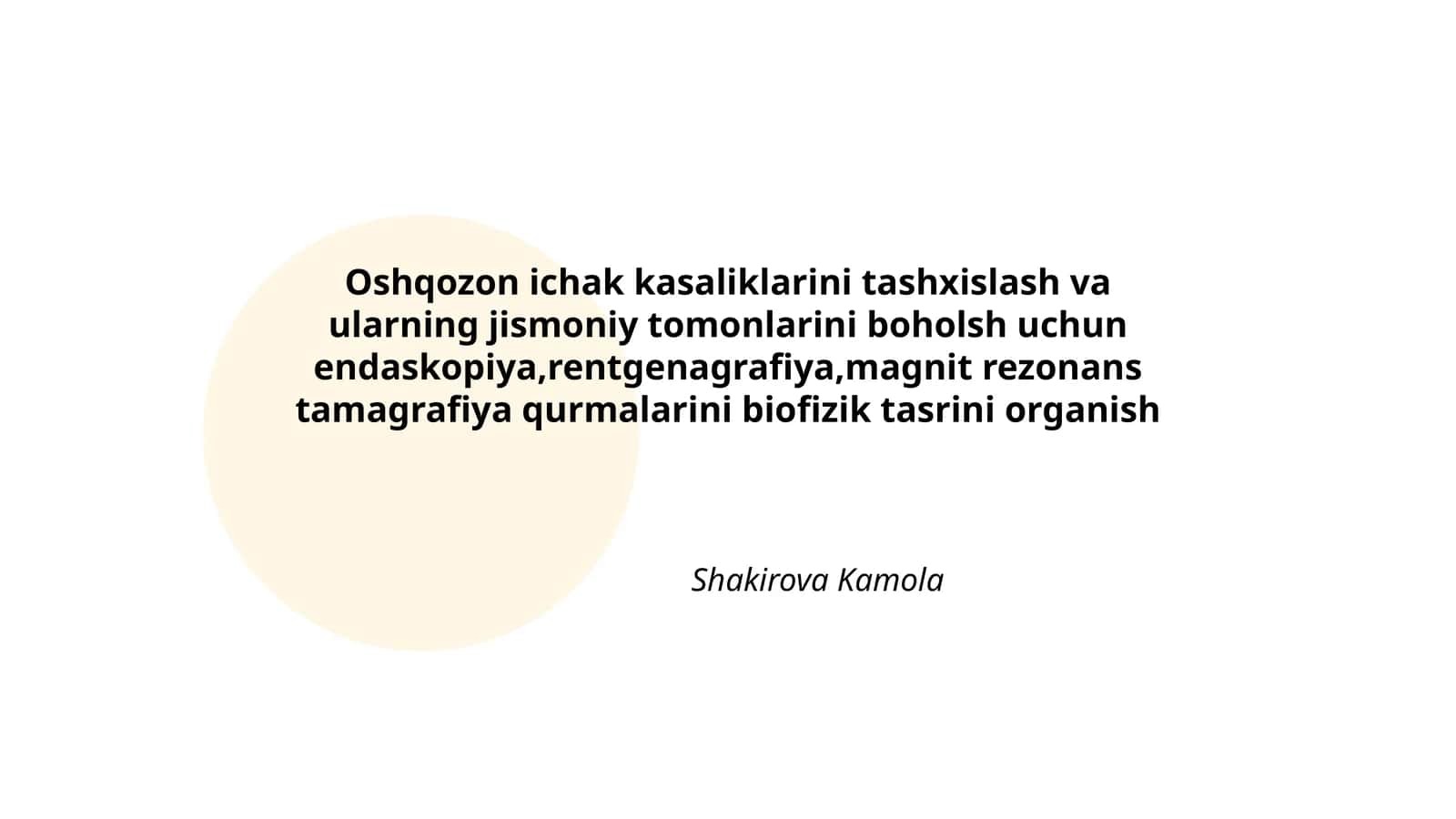 Oshqozon ichak kasaliklarini tashxislash va ularning jismoniy tomonlarini boholsh