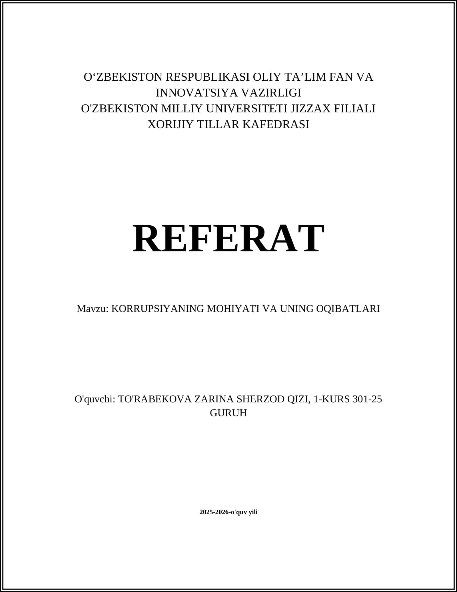 Korrupsiyaning Mohiyati va Uning Oqibatlari