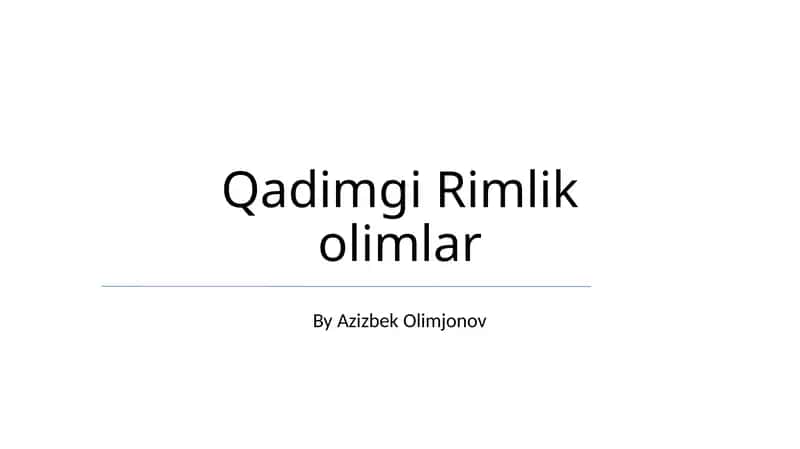 Qadimgi Rimlik olimlar