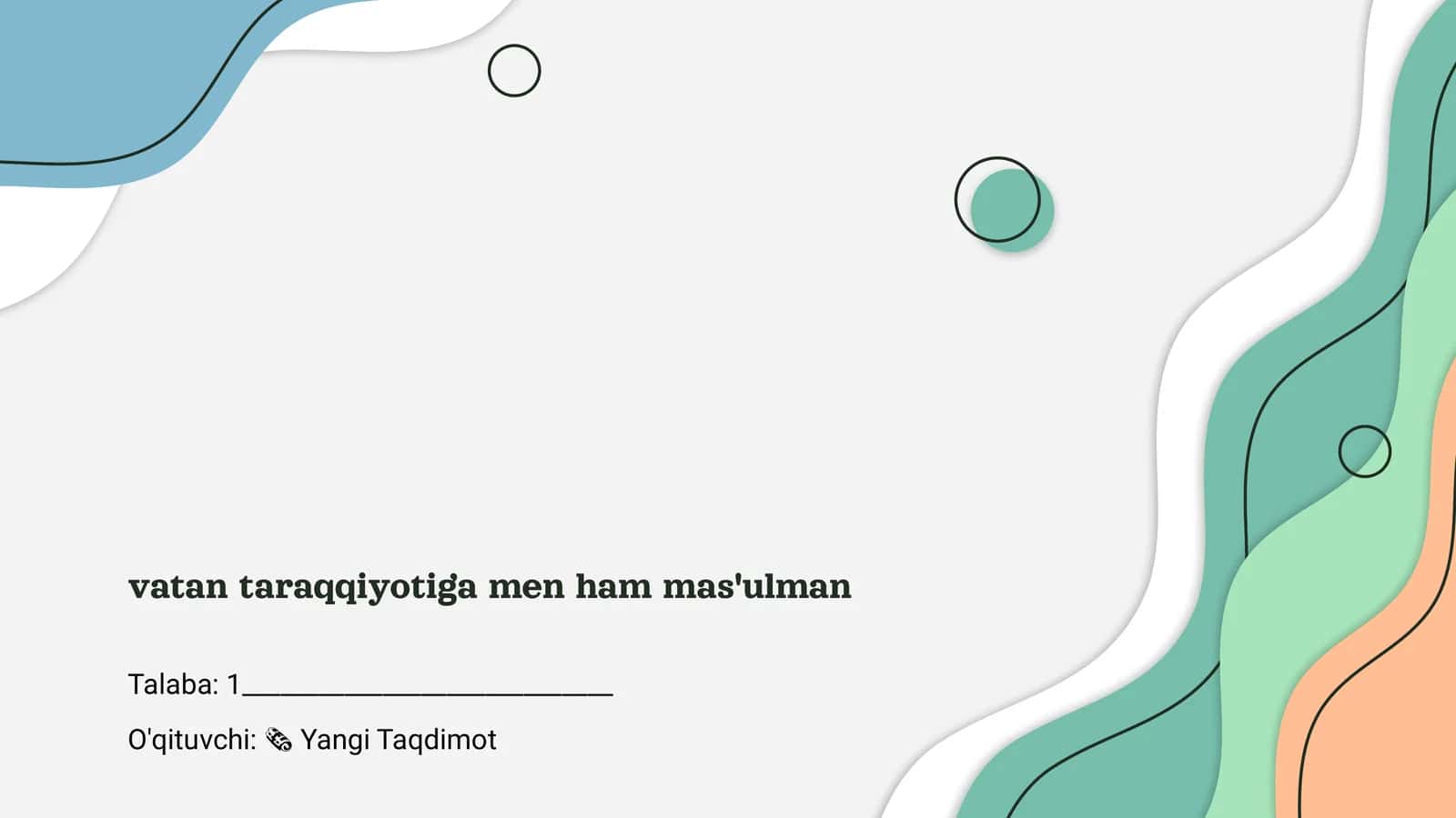 Vatan taraqqiyotiga men ham mas'ulman