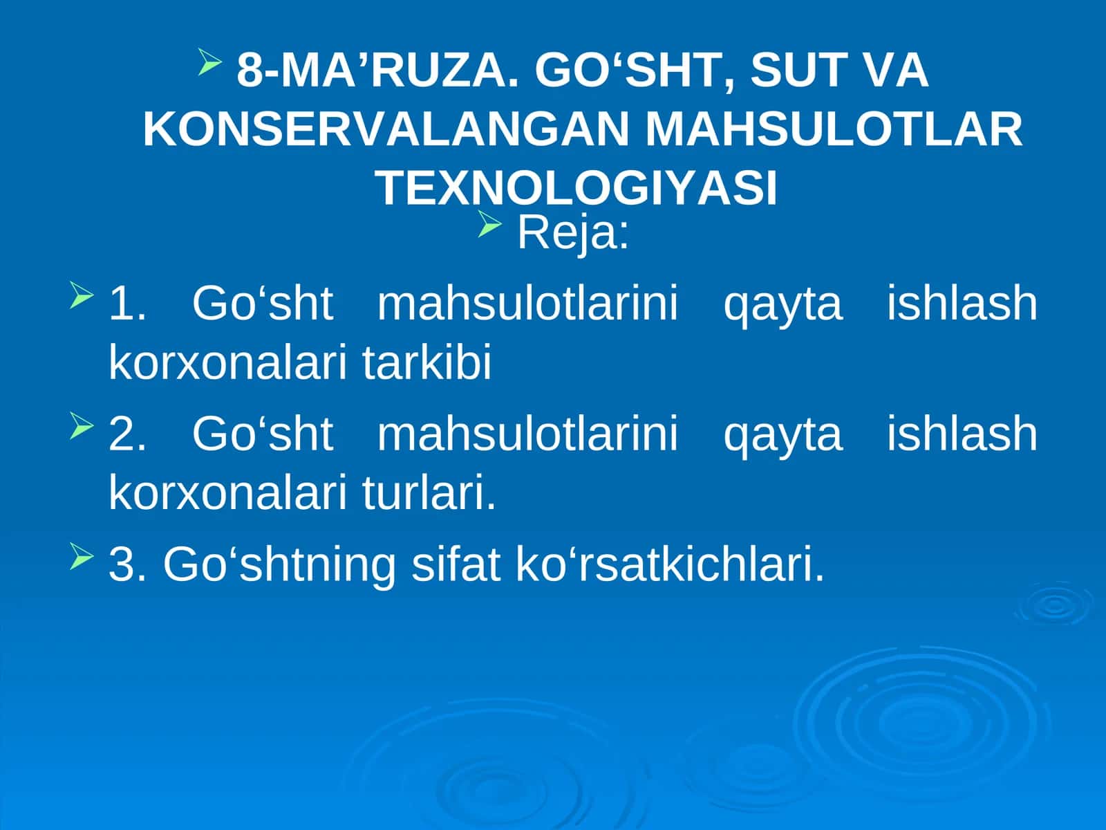 Gо‘sht mahsulotlariniqayta ishlash korxonalari tarkibi