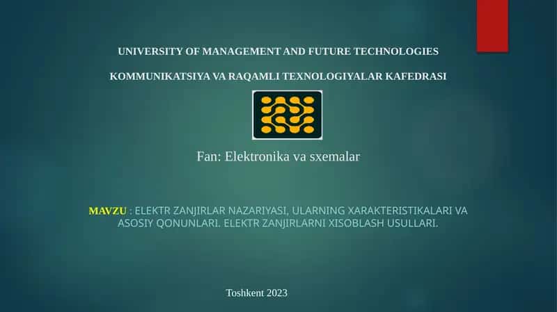 ELEKTR zanjirlar nazariyasi