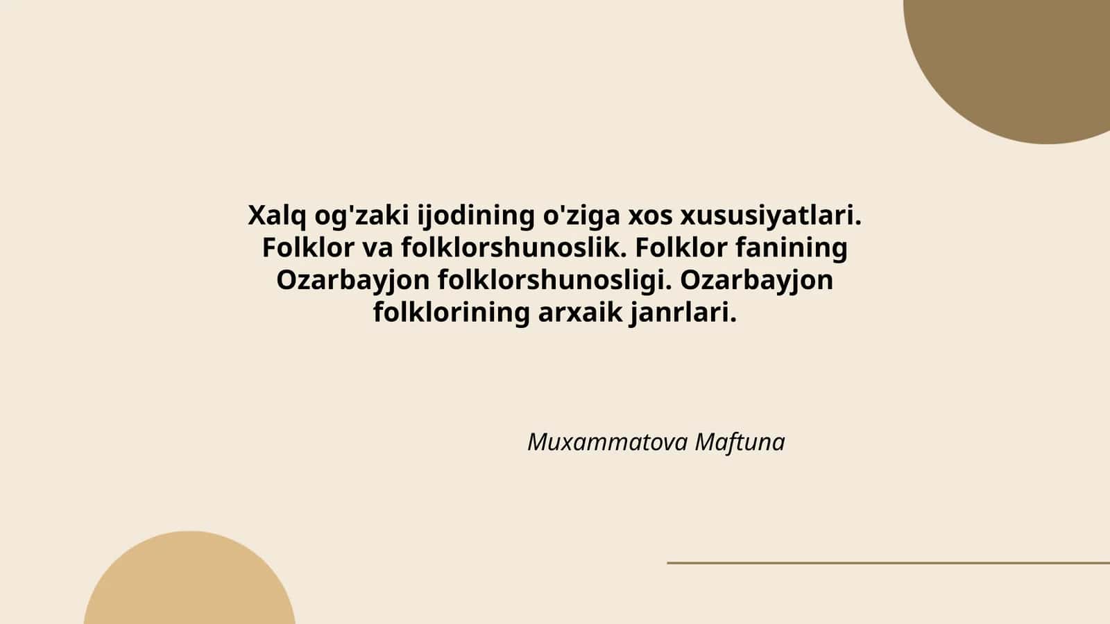 Ozarbayjon folklorining arxaik janrlari