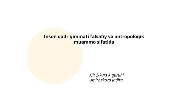 Insonning Qadr-qimmati: Falsafiy Asoslar