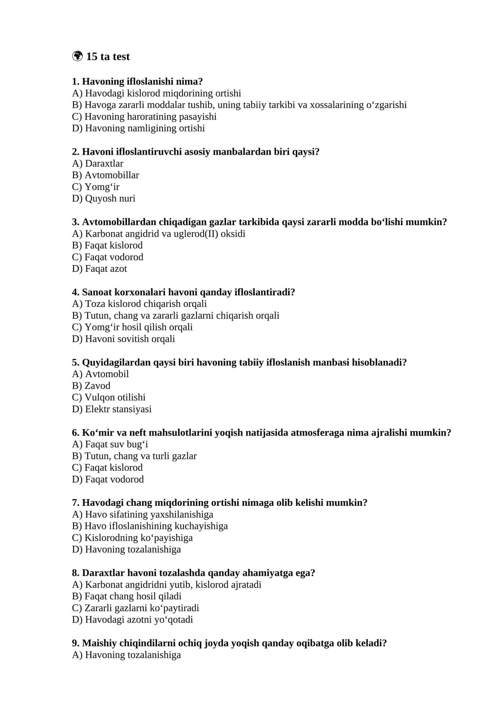 havoning ifloslanishi