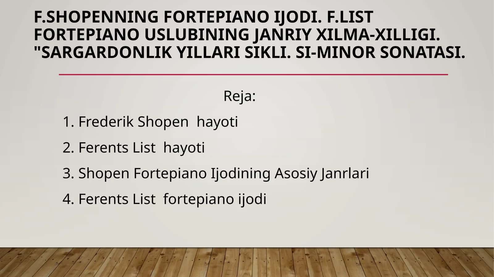 F.Shopenning fortepiano ijodi