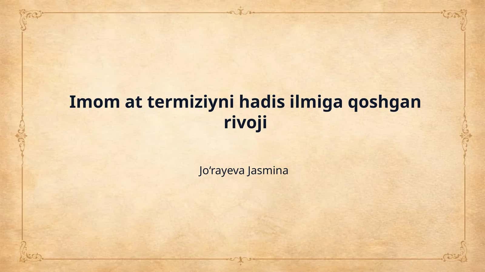 Imom at termiziyni hadis ilmiga qoshgan rivoji