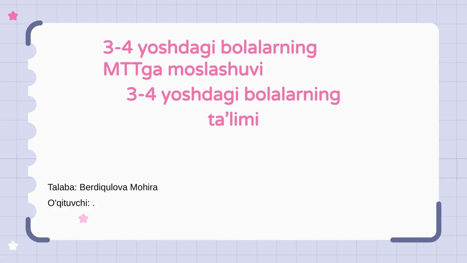 3-4 yoshdagi bolalarning MTTga moslashuvi