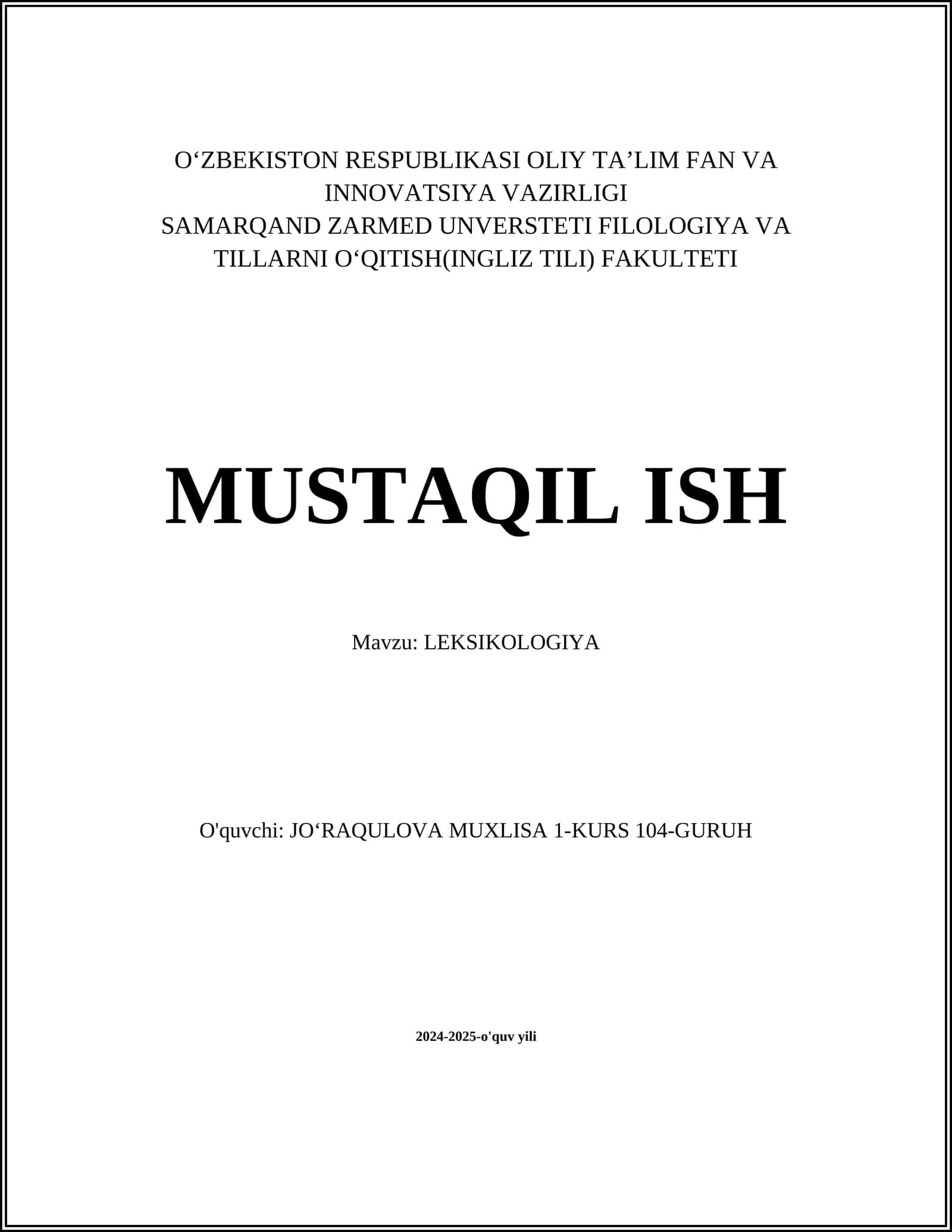LEKSIKOLOGIYA