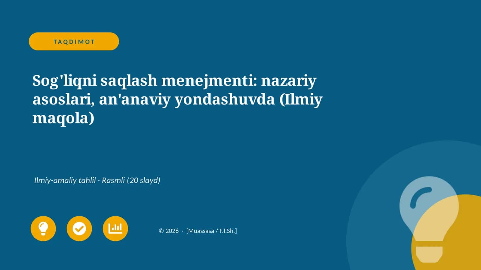 Sog'liqni saqlash menejmenti: nazariy asoslari, an'anaviy yondashuvda (Ilmiy maqola)