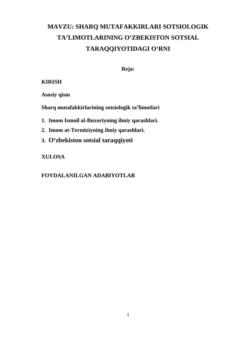 Sharq Mutafakkirlari Sotsiologik Taʼlimotlari
