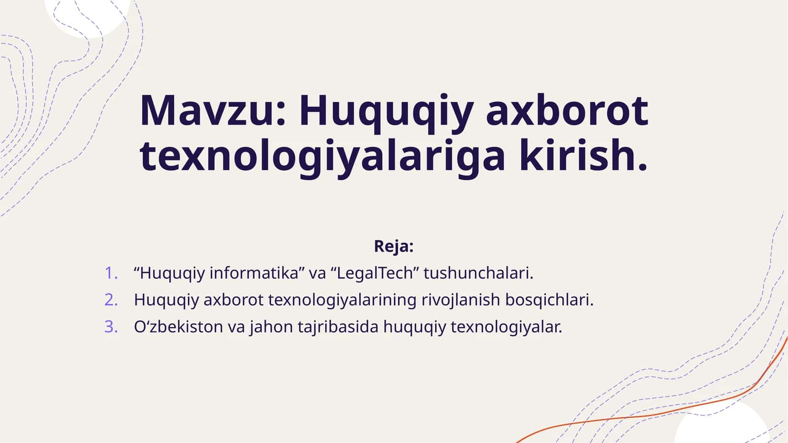 Huquqiy axborot texnologiyalariga kirish