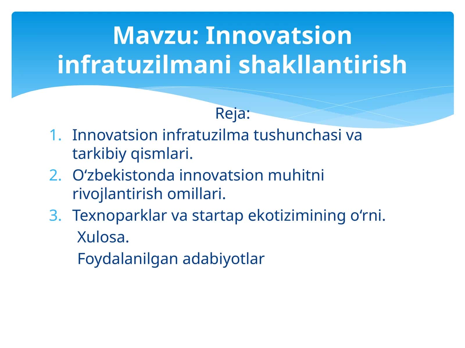 Innovatsion infratuzilmani shakllantirish