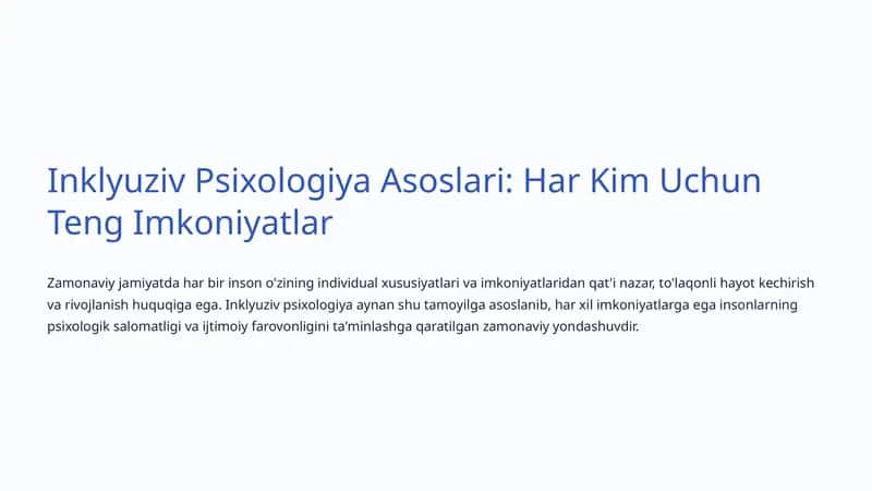 Inklyuziv Psixologiya Asoslari