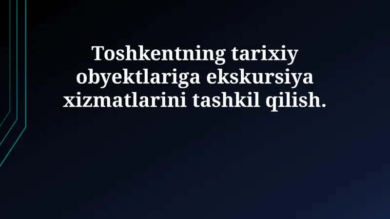 Ekskursiya xizmatlarini tashkil etish