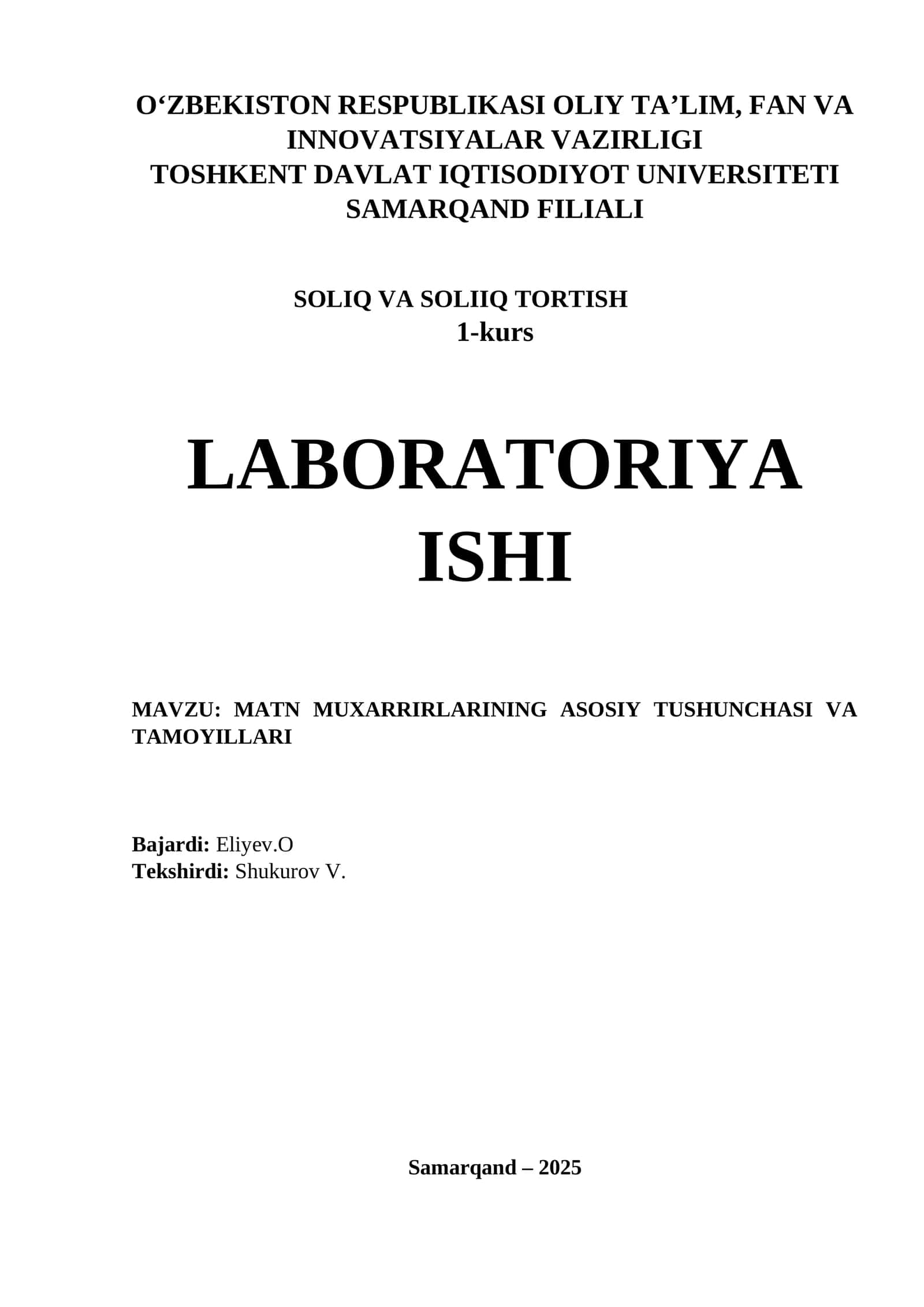 MATN MUXARRIRLARINING ASOSIY TUSHUNCHASI VA TAMOYILLARI
