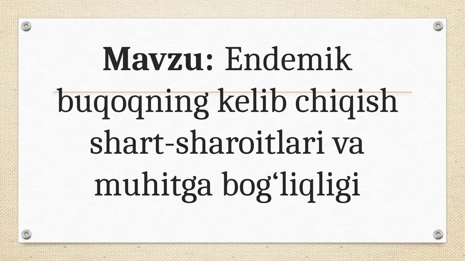 Endemik buqoqning kelib chiqish shart-sharoitlari va muhitga bog‘liqligi