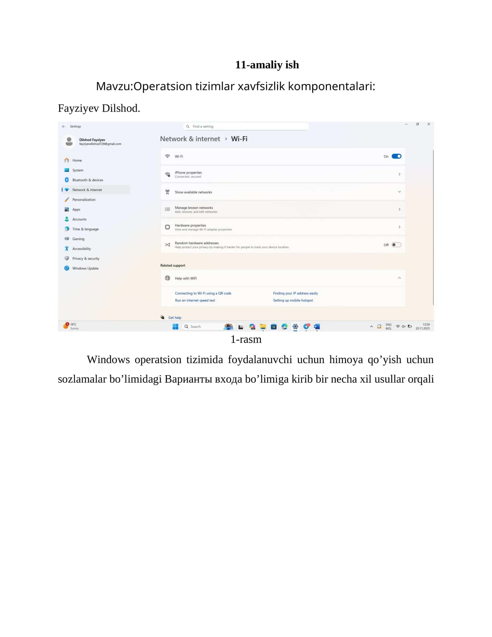 Operatsion tizimlar xavfsizlik komponentalari