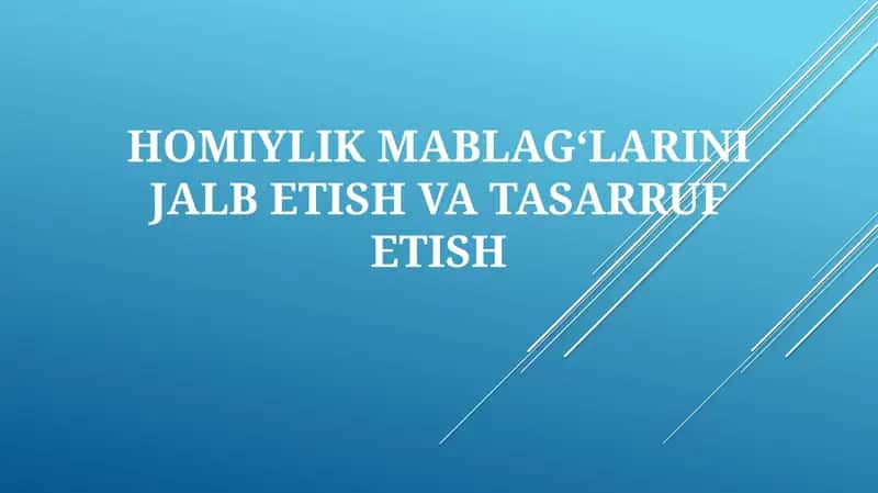 HOMIYLIK MABLAG‘LARINI JALB ETISH VA TASARRUF ETISH
