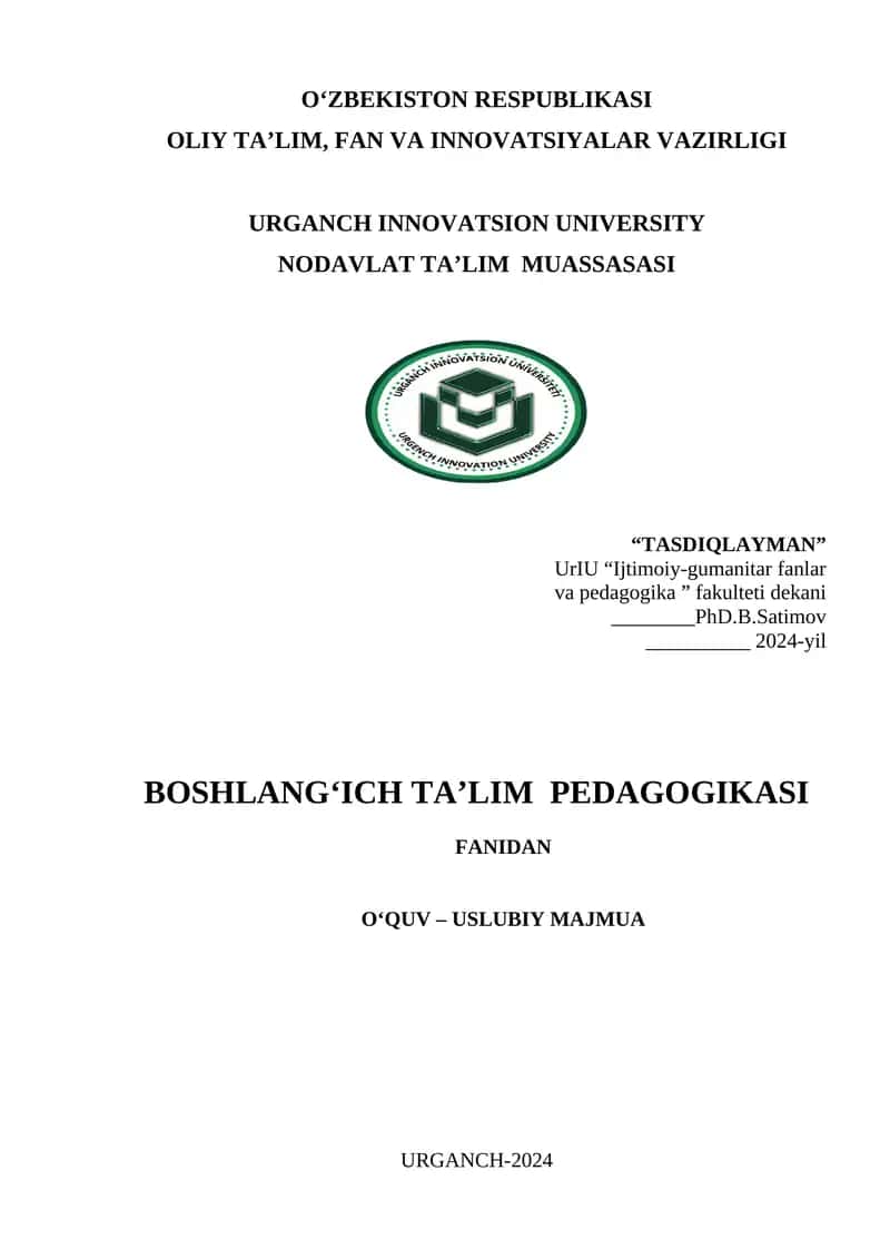 Boshlang'ich ta'lim pedagogikasi