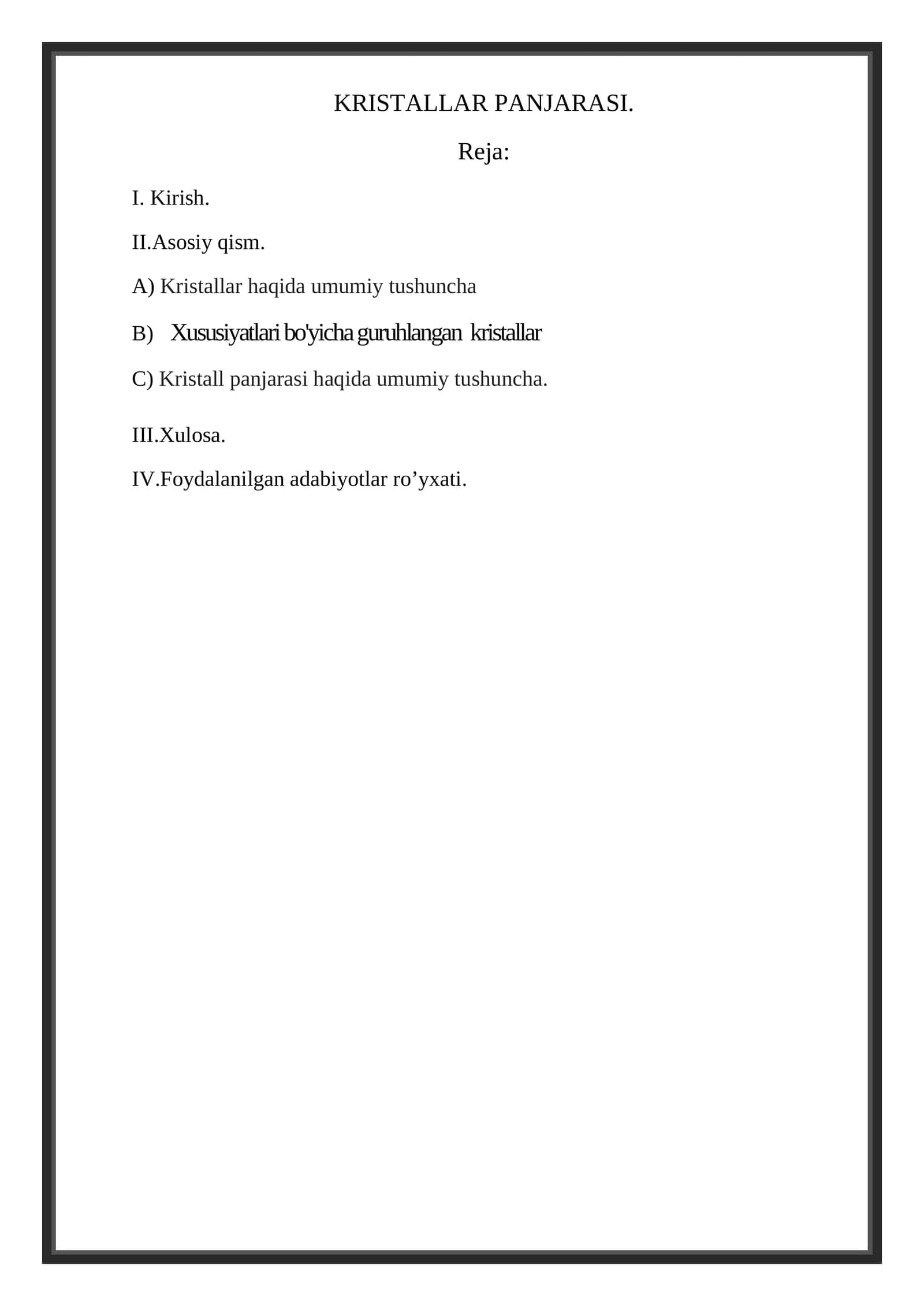 KRISTALLAR PANJARASI