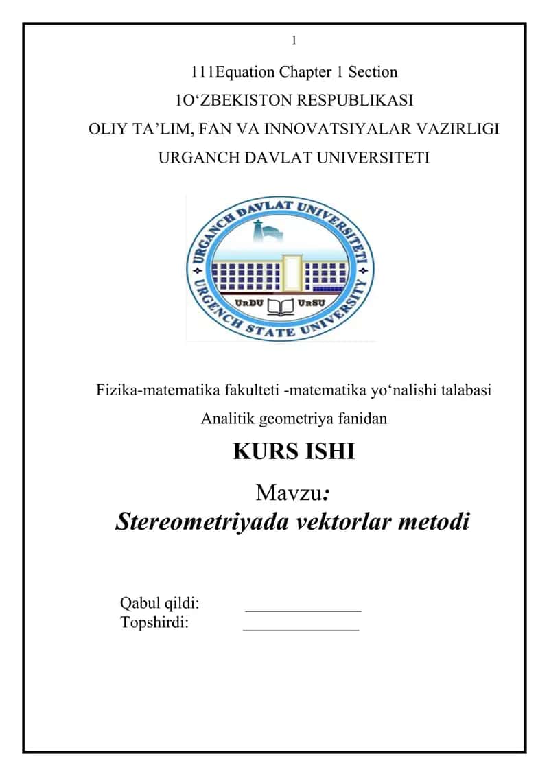 Stereometriyada vektorlar metod