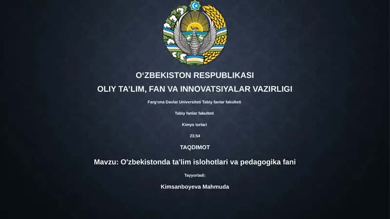 Oʻzbekistonda ta'lim islohotlari va pedagogika fani