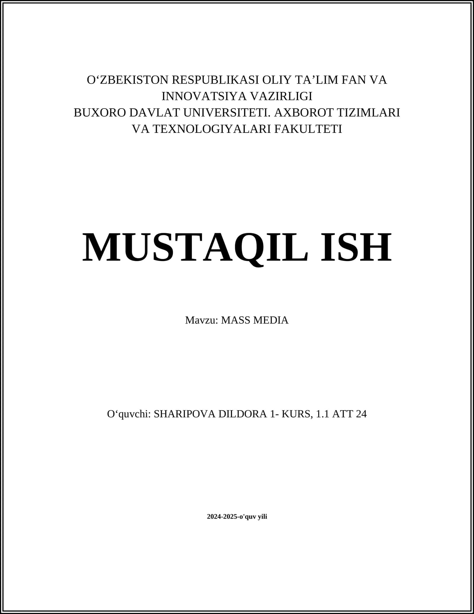 MASS MEDIA
