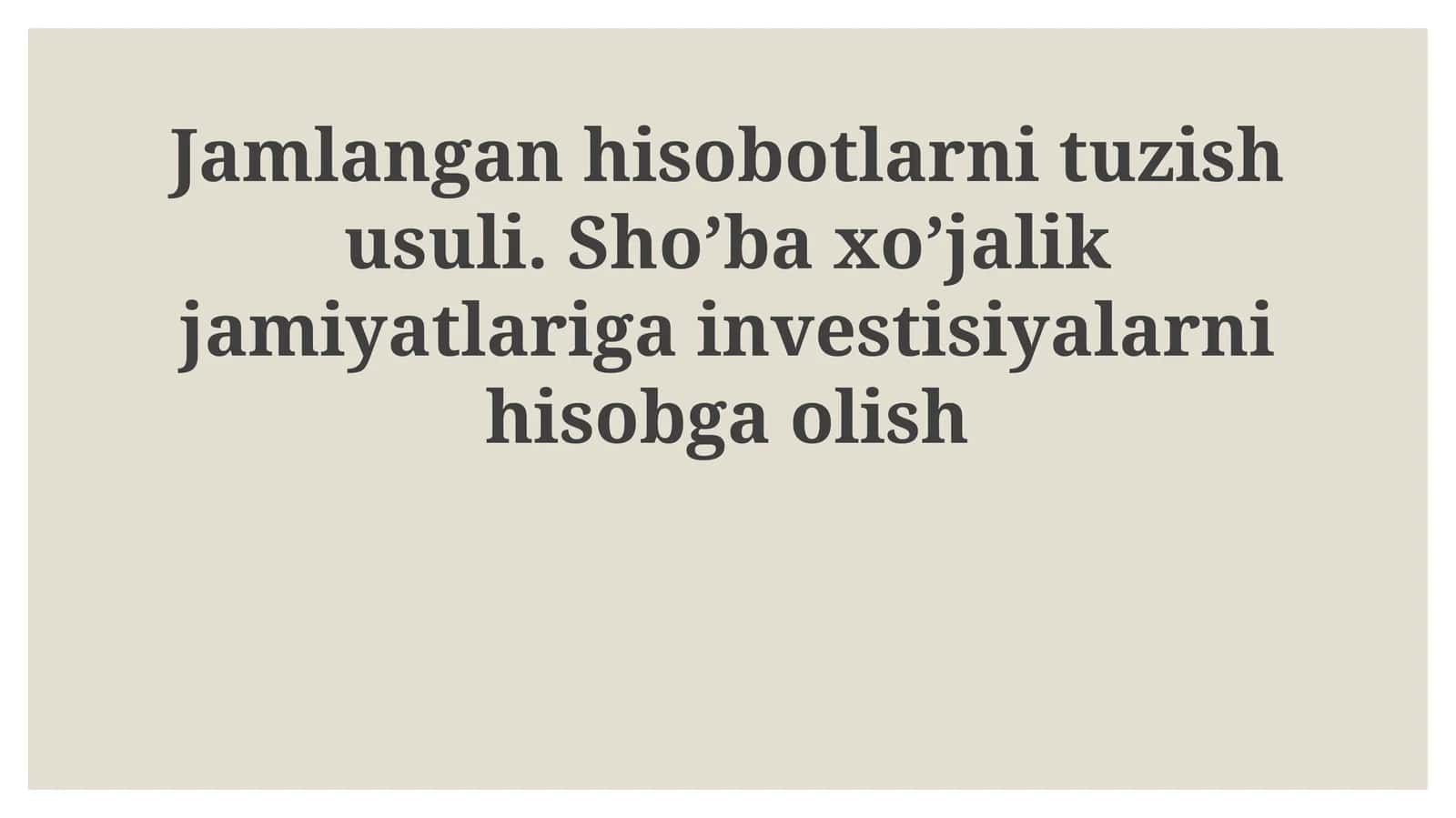 Jamlangan hisobotlarni tuzish usuli
