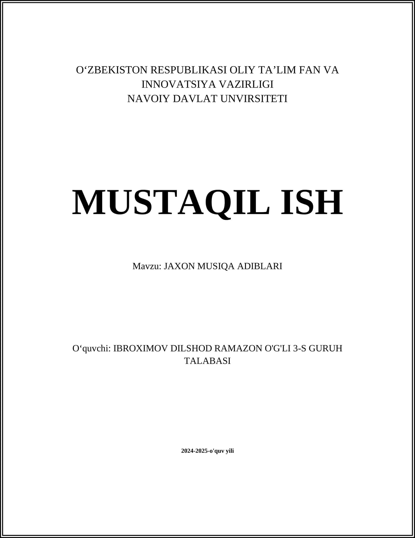 JAXON MUSIQA ADIBLARI