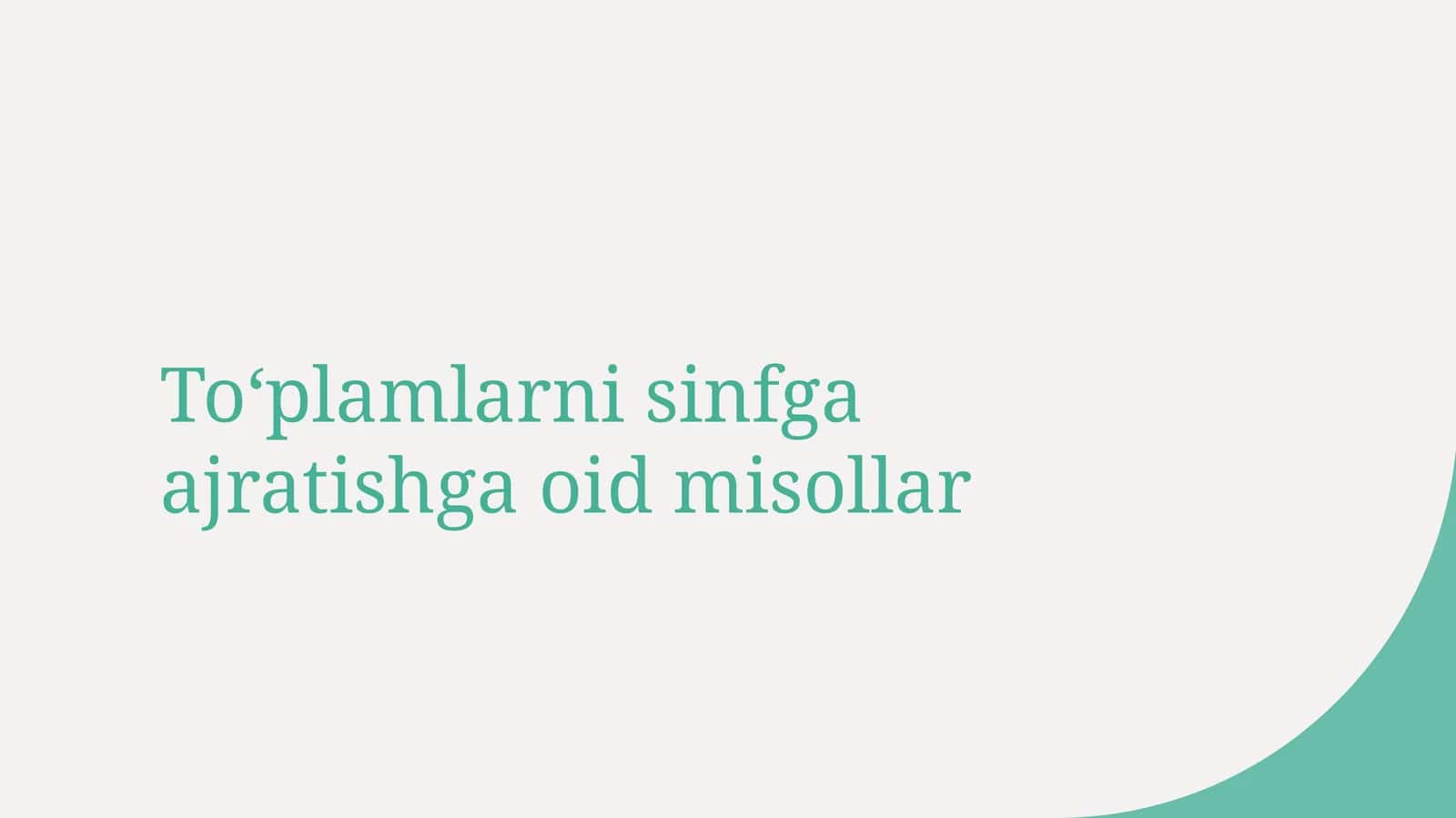 Toʻplamlarni sinfga ajratish