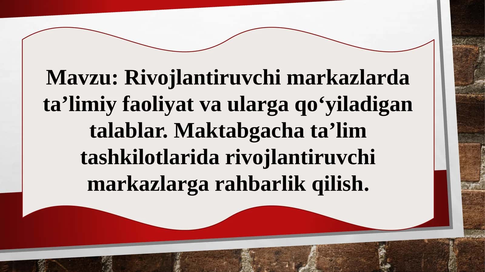 Rivojlantiruvchi markazlarda ta’limiy faoliyat va ularga qo‘yiladigan talablar. Maktabgacha ta’lim tashkilotlarida rivojlantiruvchi markazlarga rahbarlik qilish