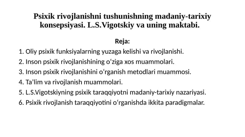 Psixik rivojlanishi