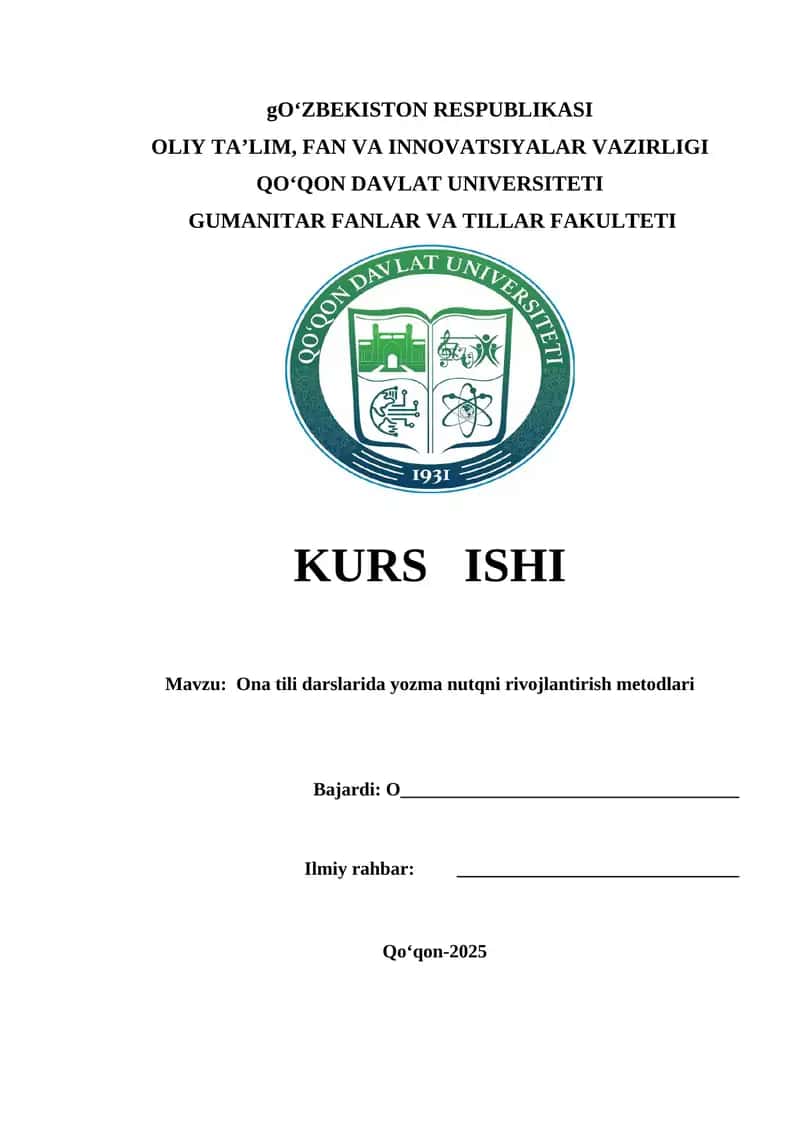 Ona tili darslarida yozma nutqni rivojlantirish metodlari