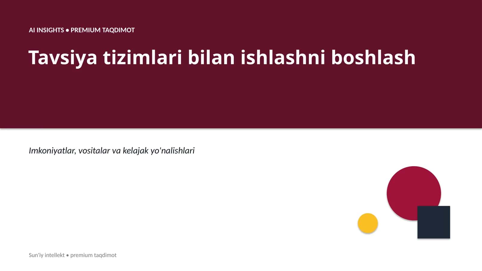 Tavsiya tizimlari bilan ishlashni boshlash