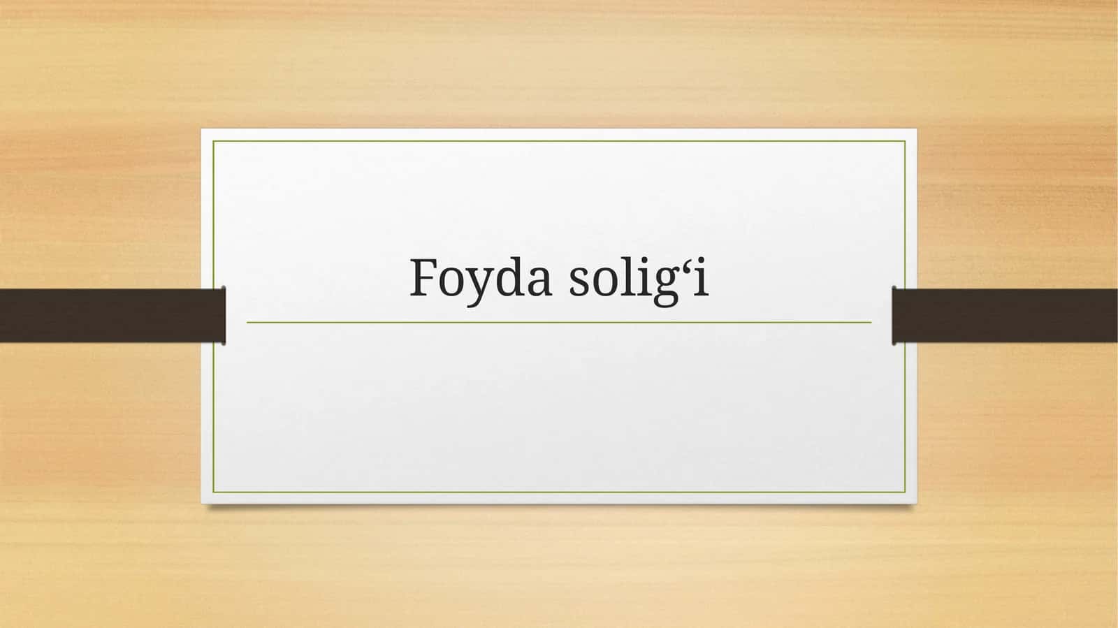 Foyda soligʻi