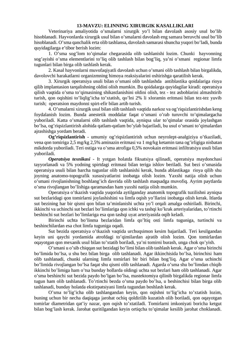 ELINNING XIRURGIK KASALLIKLARI