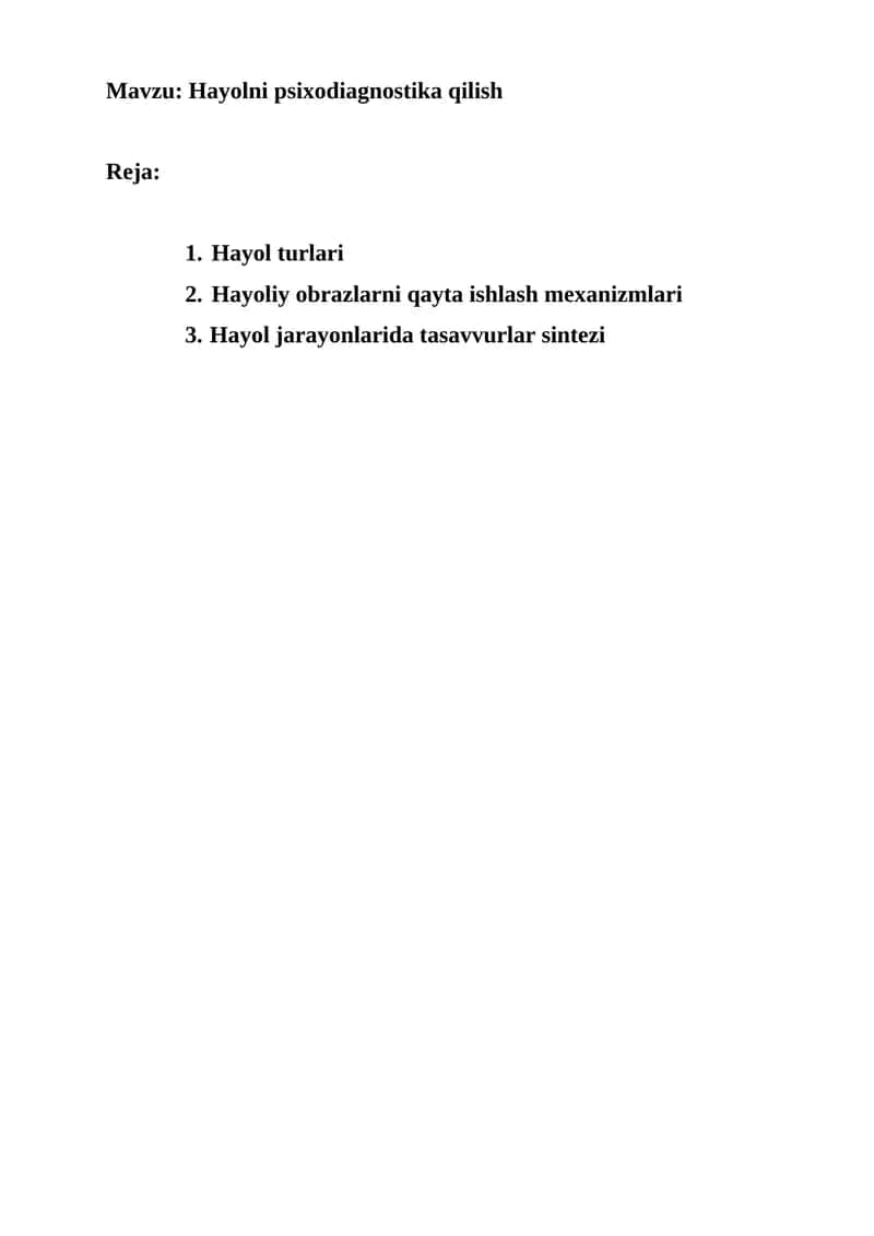 Hayolni psixodiagnostika qilish