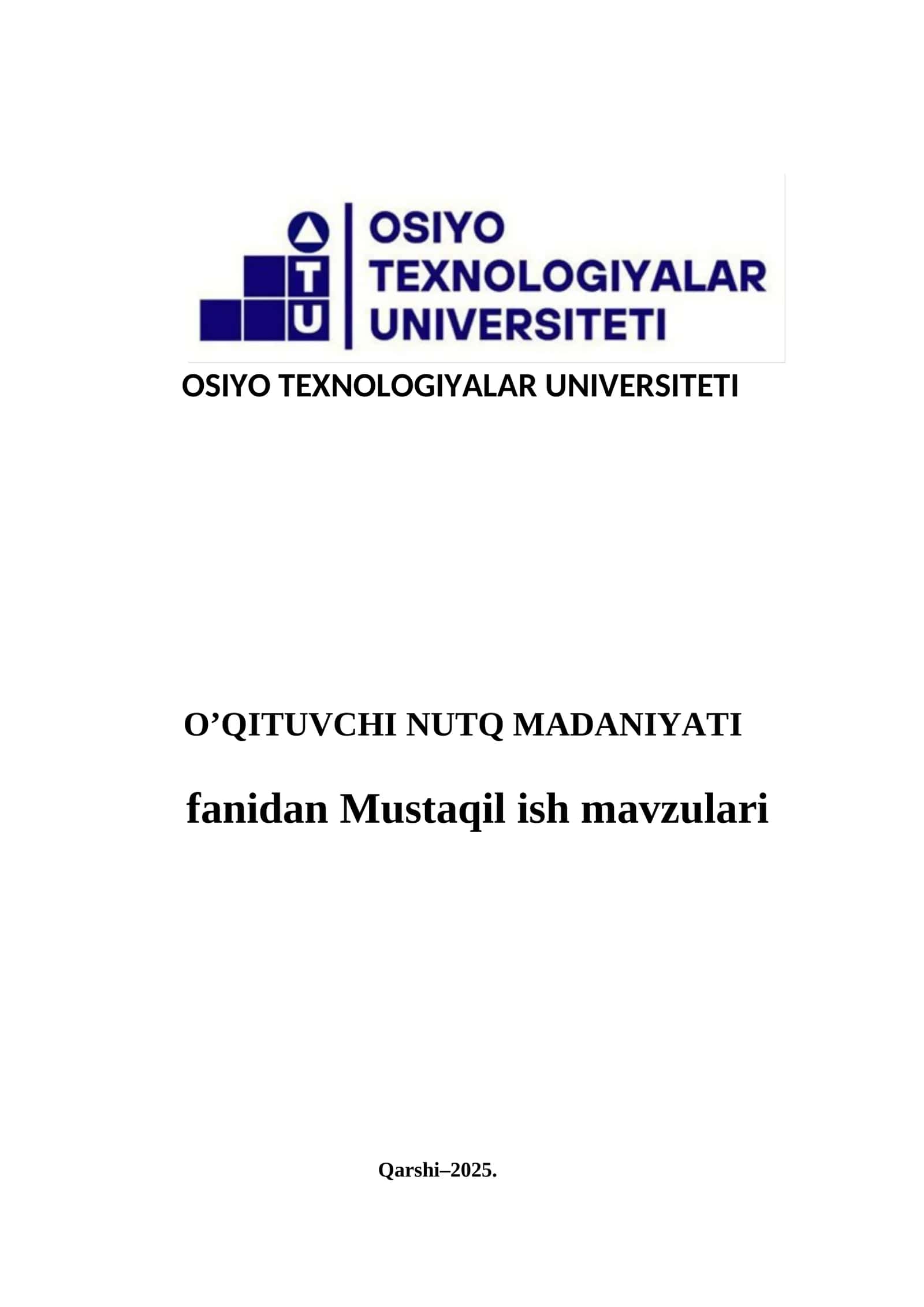 O’QITUVCHI NUTQ MADANIYATI