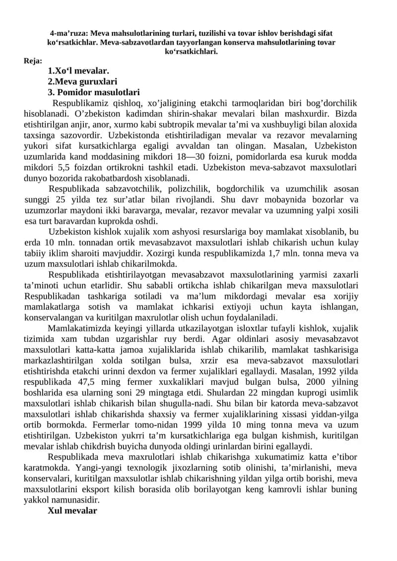 Meva Mahsulotlari