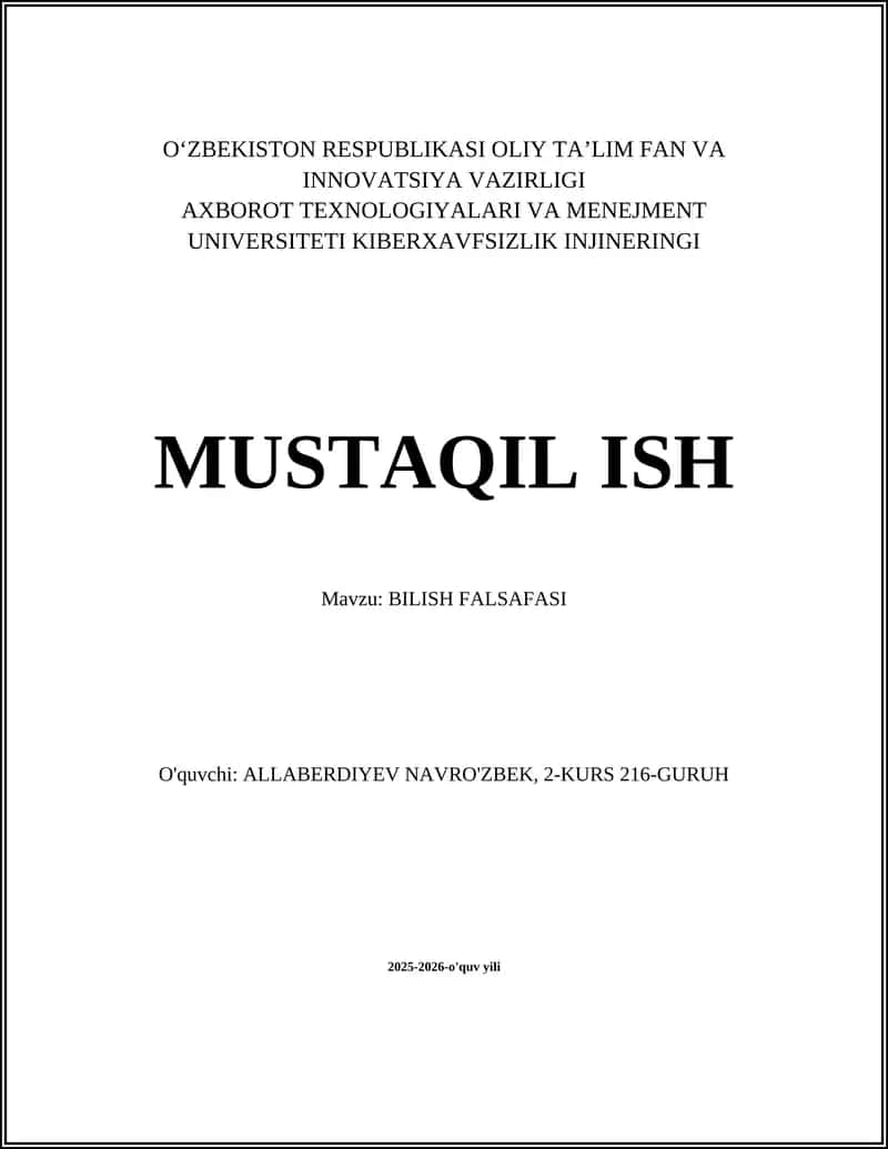 BILISH FALSAFASI
